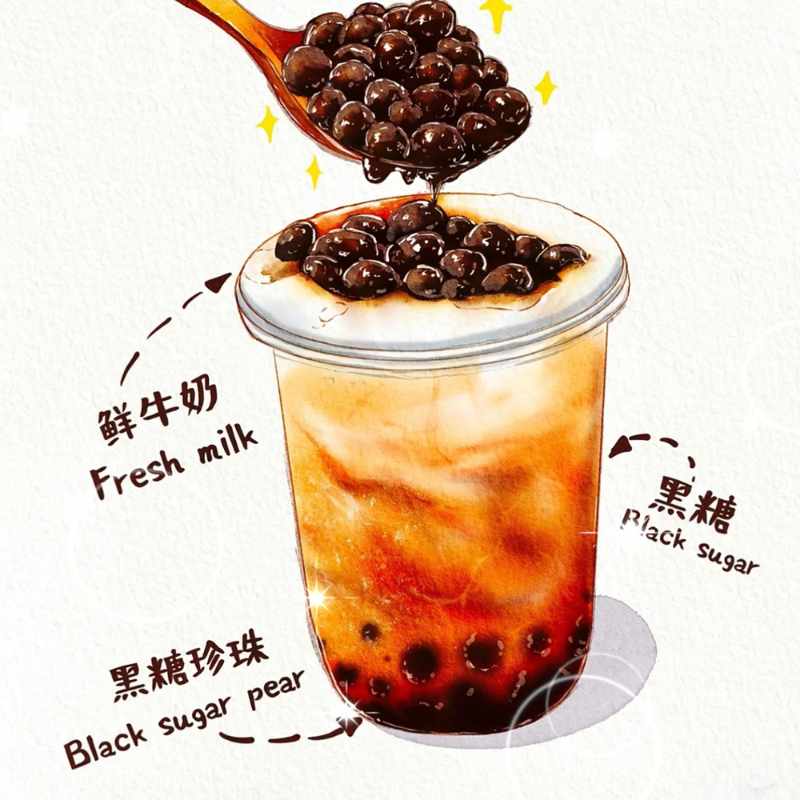 黑糖珍珠鲜奶茶