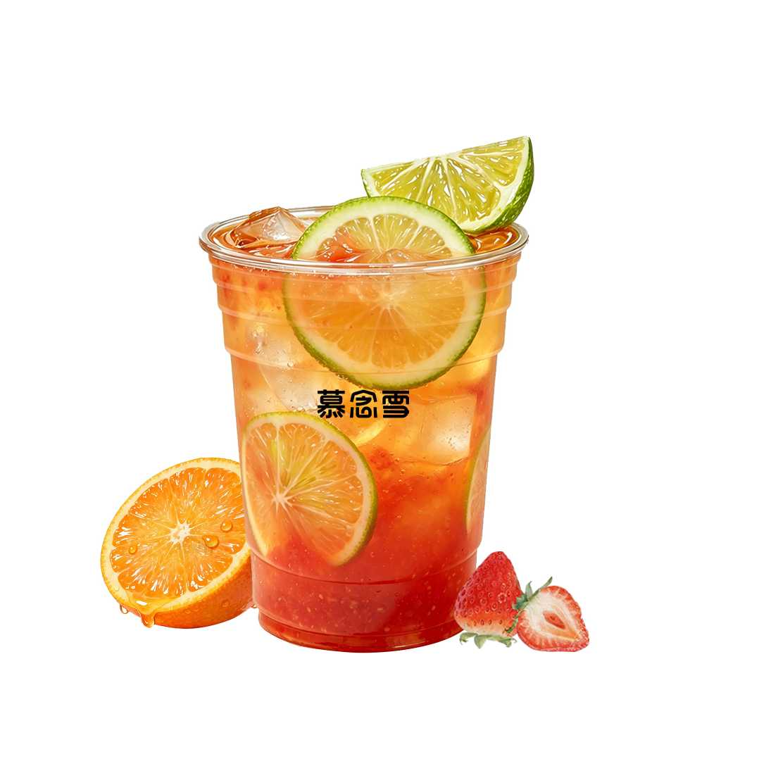 橙柚草莓冰茶