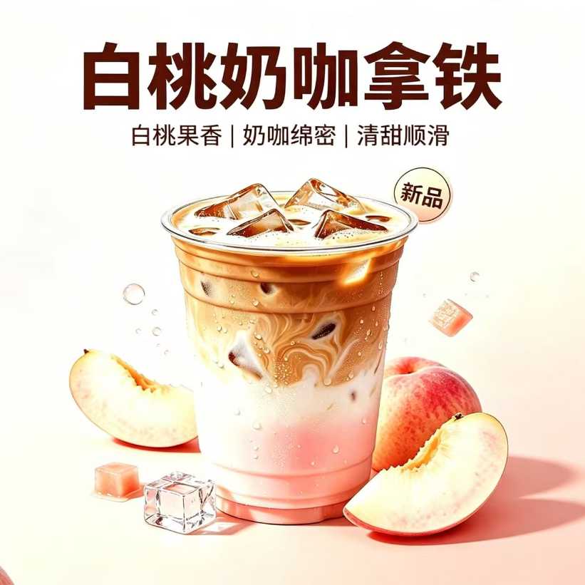 白桃奶咖拿铁