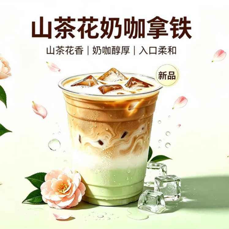 山茶花奶咖拿铁